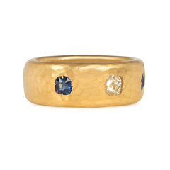 Antique hammered gold three-stone ring