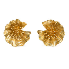Gold ribbed flower earrings, Tiffany & Co