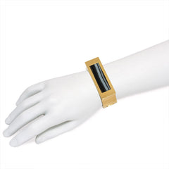 Gold and banded agate cuff bracelet