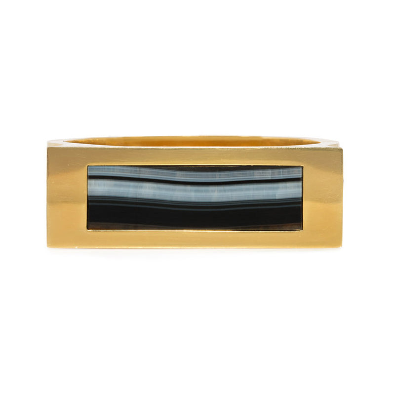 Gold and banded agate cuff bracelet