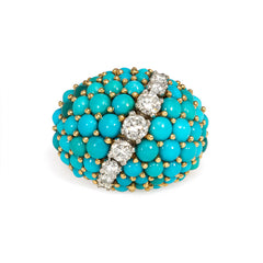 Turquoise and diamond bombé ring, Cartier