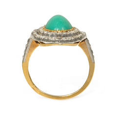 Edwardian turquoise and diamond ring, France