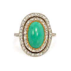 Edwardian turquoise and diamond ring, France