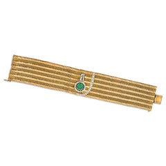 Gold and turquoise woven buttoned cuff bracelet, France