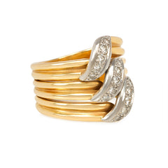 Three-row gold and diamond ring, Cartier