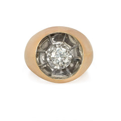 Retro diamond and gold reflective ring