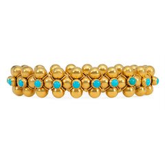 Antique French gold and turquoise quatrefoil bracelet