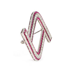 Art Deco ruby and diamond brooch, Charlton