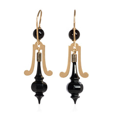 Antique onyx urn earrings