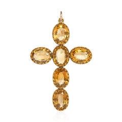 Antique gold and citrine cross