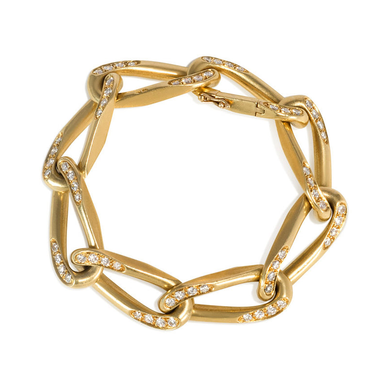 Gold and diamond curblink bracelet, France