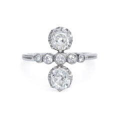 Art Deco vertical two-stone diamond ring