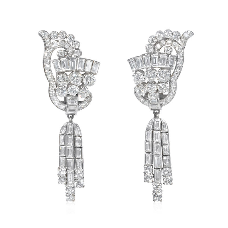 Retro diamond day-to-night pendant earrings