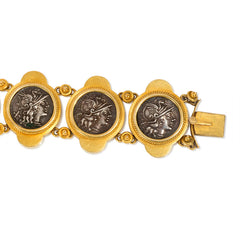 Antique gold and ancient silver coin bracelet, Fiorentini