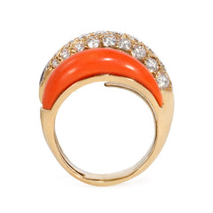 Carved onyx, coral and diamond ring, Van Cleef & Arpels