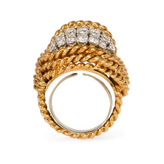 Mid-century gold and diamond turban ring