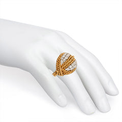 Mid-century gold and diamond turban ring