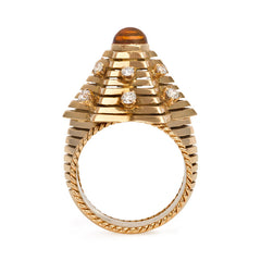 Retro gold, citrine and diamond star ring.