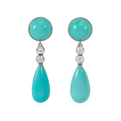 Art Deco turquoise and diamond earrings