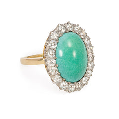 Art Deco turquoise and diamond cluster ring