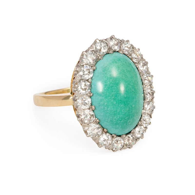 Art Deco turquoise and diamond cluster ring