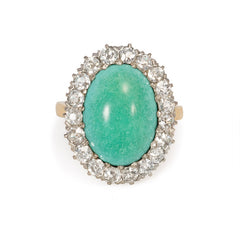 Art Deco turquoise and diamond cluster ring