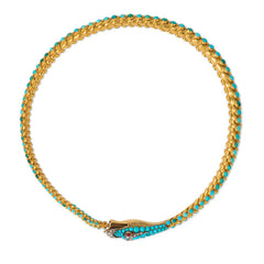 Antique gold and turquoise snake necklace