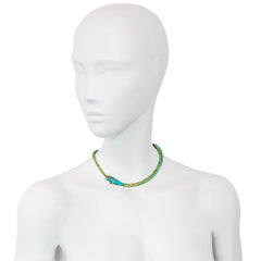 Antique gold and turquoise snake necklace