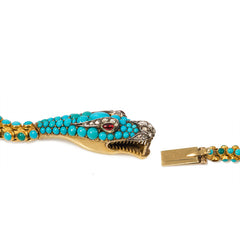 Antique gold and turquoise snake necklace