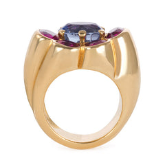Retro ruby and sapphire cluster ring, Cartier Paris