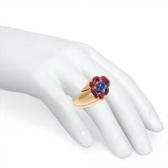 Retro ruby and sapphire cluster ring, Cartier Paris