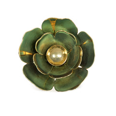Retro gold and blue enamel flower brooch, Cartier, NY