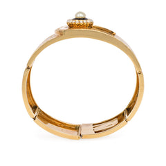 Antique gold and enamel buttoned cuff bracelet