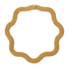 Undulating gold necklace, France