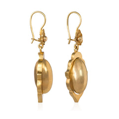 Antique gold oblong pendant earrings