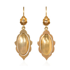 Antique gold oblong pendant earrings