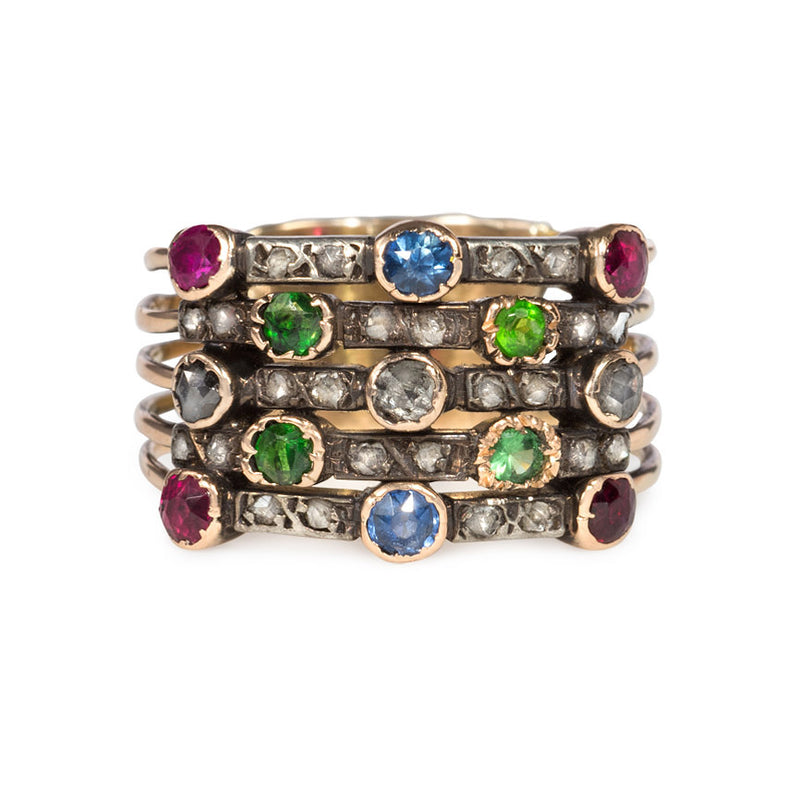 Antique multigem harem ring