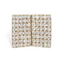 Retro gold and pavé diamond double plaque ring