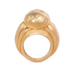 Retro gold domed ring with diamonds