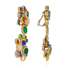 Multicolor chalcedony pendant earrings