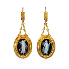 Antique sardonyx cameo earrings