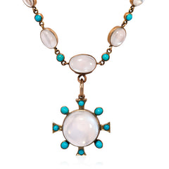 Antique turquoise and moonstone necklace