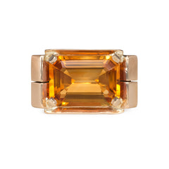 Retro gold and citrine cocktail ring