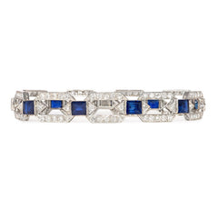 Art Deco sapphire and diamond hexagonal link bracelet