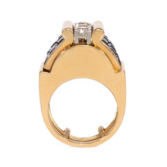 Retro odeonesque sapphire and diamond ring