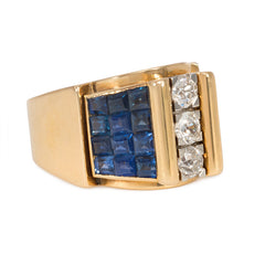 Retro odeonesque sapphire and diamond ring