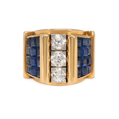Retro odeonesque sapphire and diamond ring