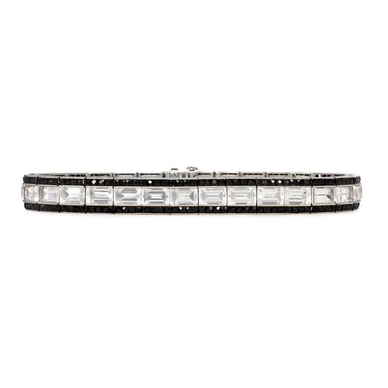 Art Deco white topaz and onyx bracelet, Oscar Heyman