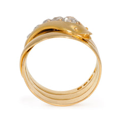 Antique gold and diamond snake ring, London