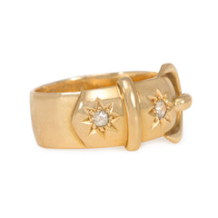 Antique gold and diamond garter ring, England